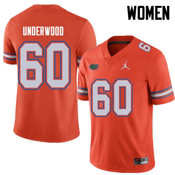 Jordan Brand Women #60 Houston Underwood Florida Gators College Football Jersey Orange